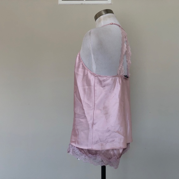 Pink Nightie Set Extra Small Pink Satin White Lace Internat'l Concepts Intimates - Picture 6 of 10